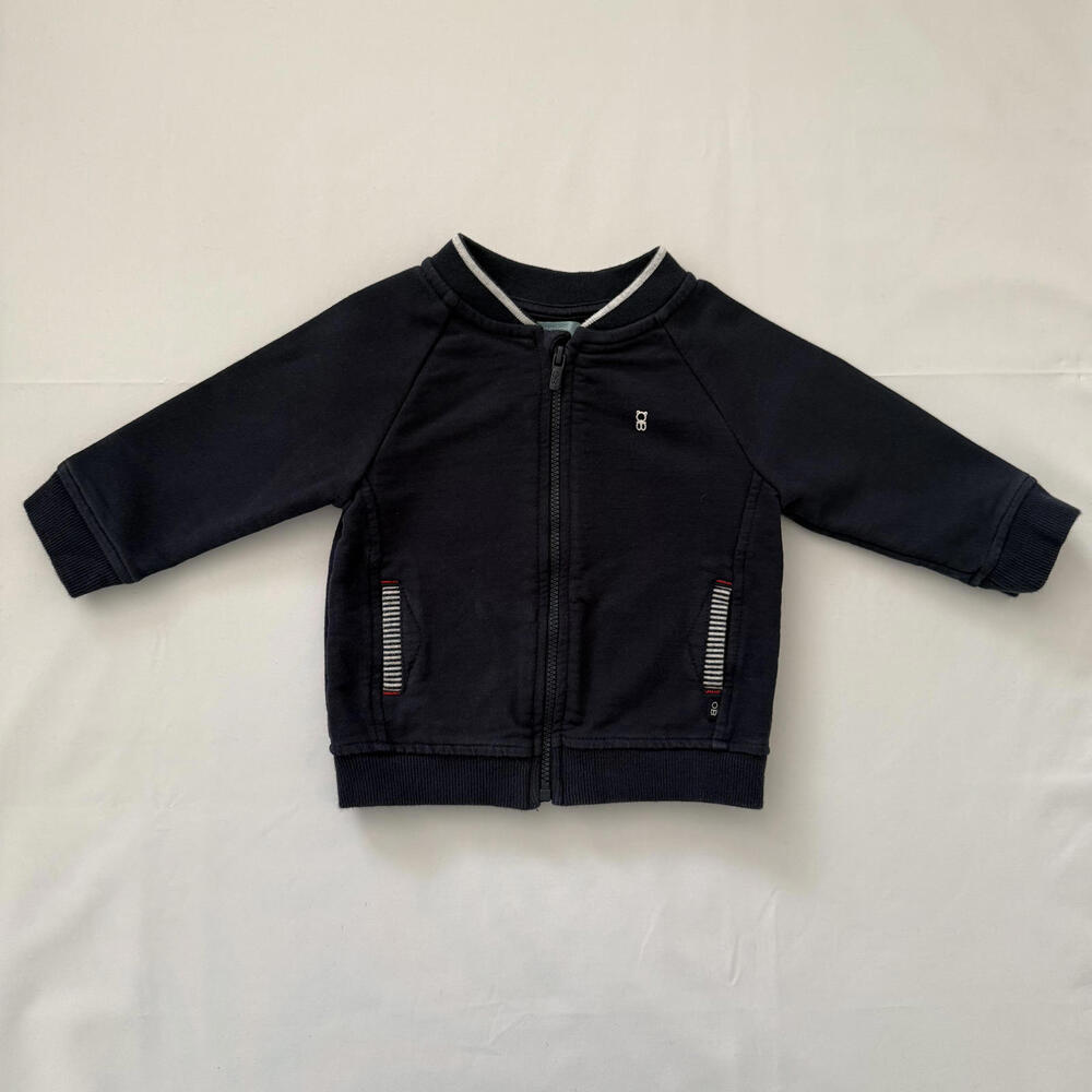 🧸 🇫🇷 Obaïbi Baby Zip-Up Jacket | Navy Bomber Style | 6 Months (68 cm)